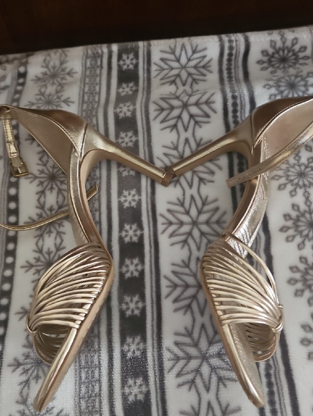 Vince Camuto Metallic Gold Strappy High-Heel Sandals - Picture 3 of 4